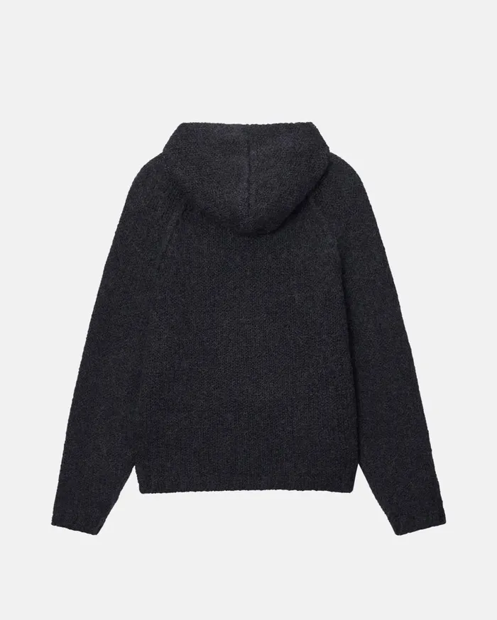 Knits MenWomen Stussy CHUNKY KNIT ZIP HOODIE Black