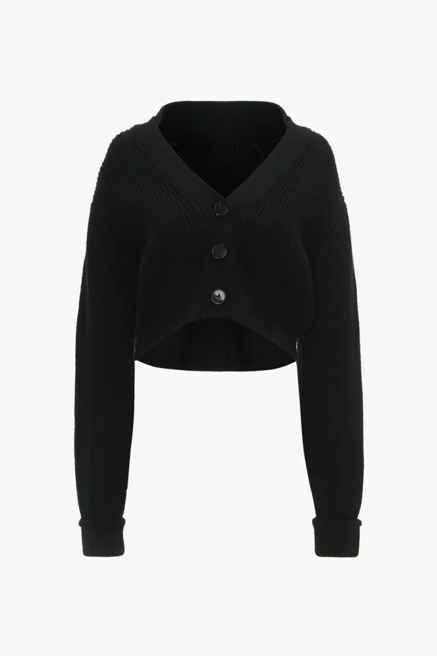 Knitwear Women Victoria Beckham Cropped VNeck Cardigan In Black