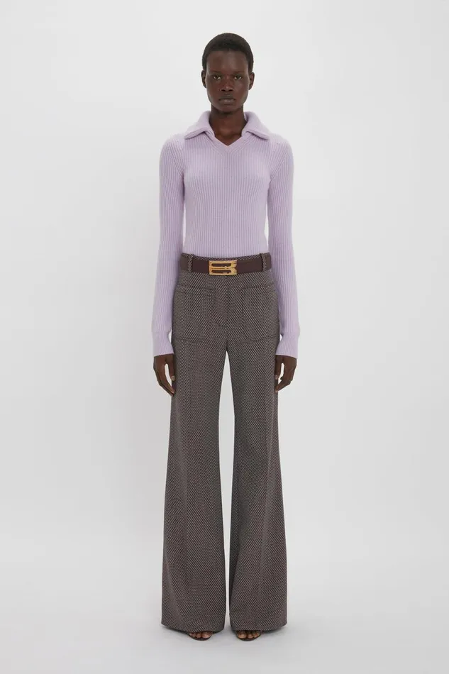 Knitwear Women Victoria Beckham Double Collared Jumper In Petunia