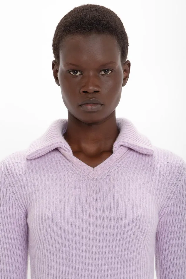 Knitwear Women Victoria Beckham Double Collared Jumper In Petunia
