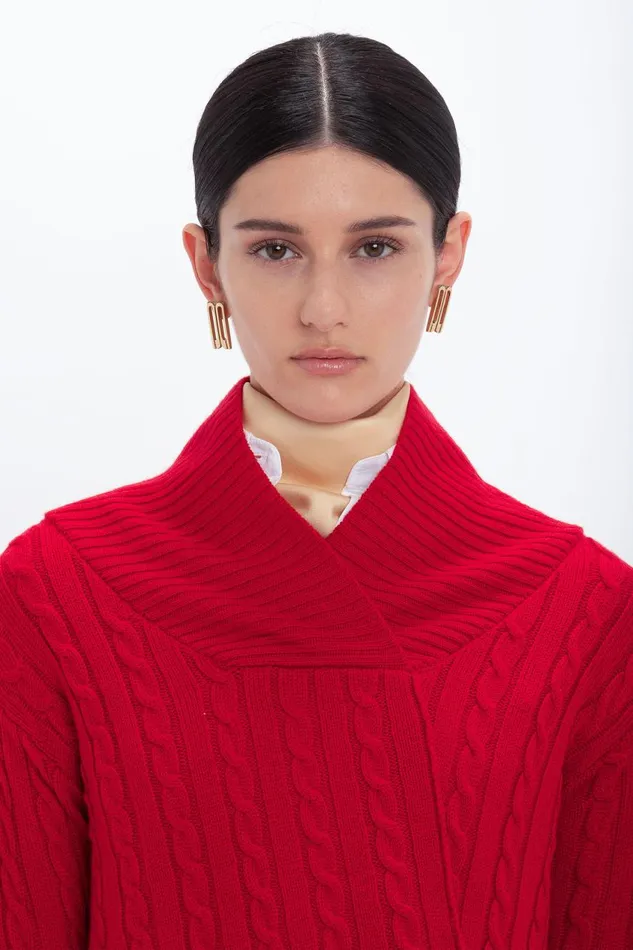 Knitwear Women Victoria Beckham Wrap Detail Jumper In Red