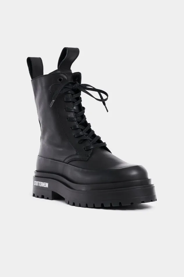 Lace Up Boots Women Stutterheim Peace Walker Leather Black