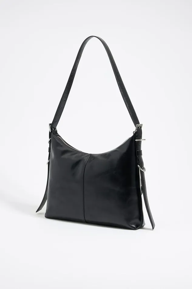Large Black Leather Pocket Slouch Bag Black Women Bimba Y Lola Shoulder Bags Large Black Leather Pocket Slouch Bag Black Women Bimba Y Lola Shoulder Bags