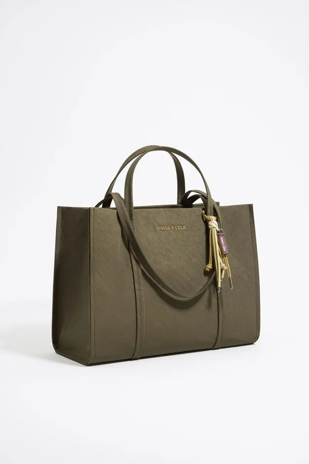 Large Khaki Nylon Shopper Bag Khaki Women Bimba Y Lola Shoppers