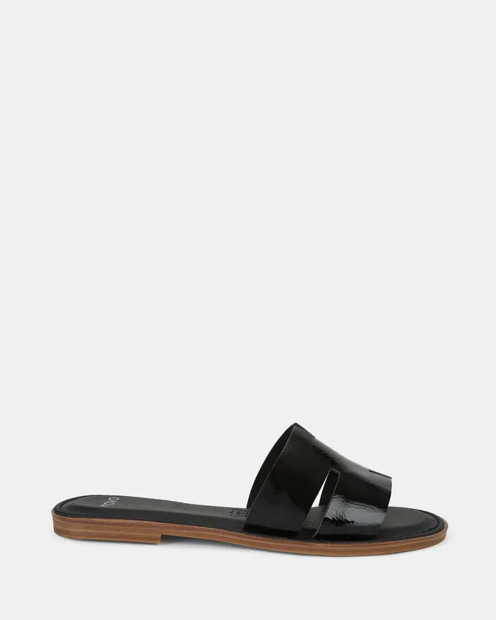 Leather Sandals NOVO Shoes Women VERSA Black Patent Flatform