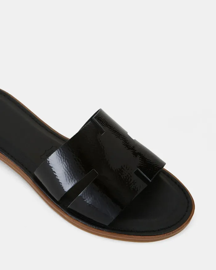 Leather Sandals NOVO Shoes Women VERSA Black Patent Flatform