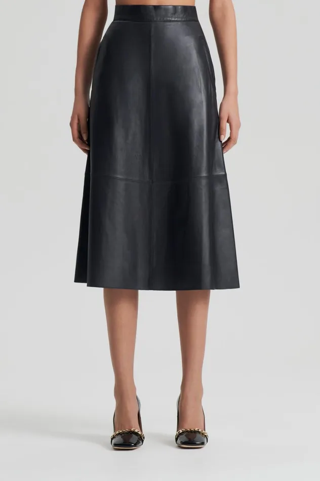 Leather Women Scanlan Theodore LEATHER LONG SKIRT Charcoal Leather Women Scanlan Theodore LEATHER LONG SKIRT Charcoal