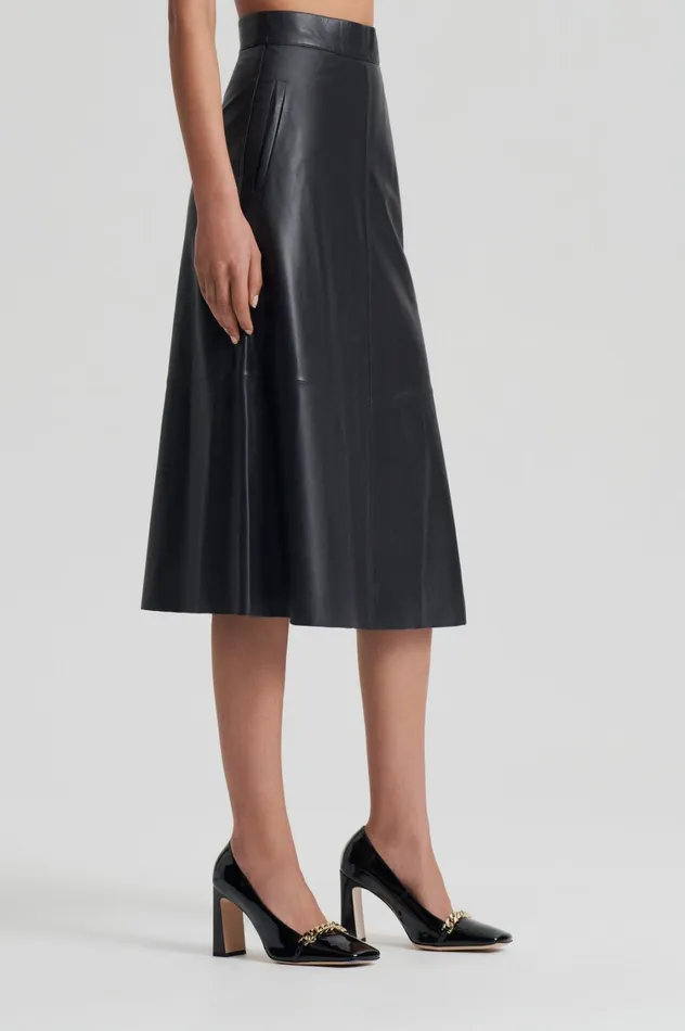 Leather Women Scanlan Theodore LEATHER LONG SKIRT Charcoal Leather Women Scanlan Theodore LEATHER LONG SKIRT Charcoal