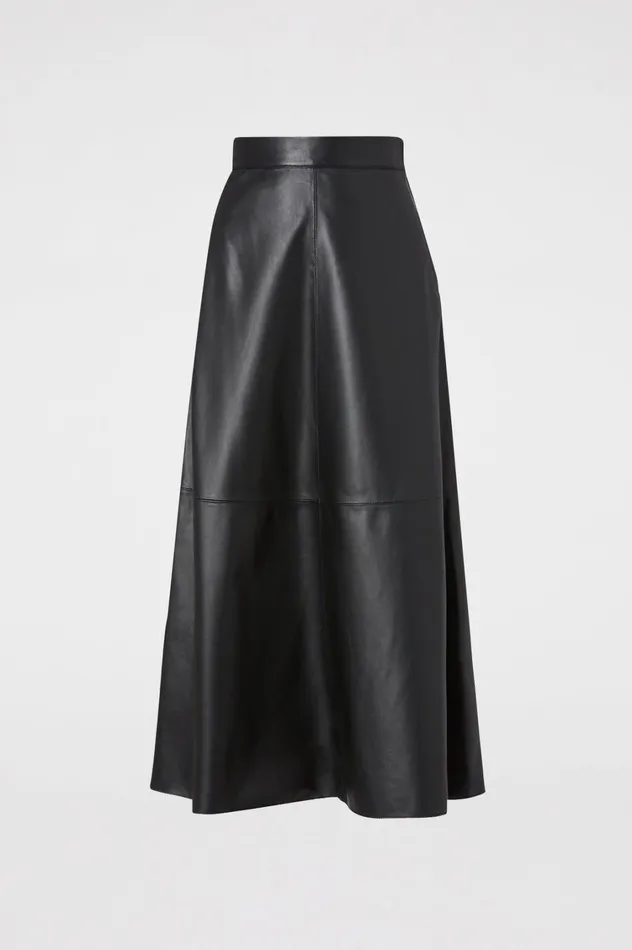 Leather Women Scanlan Theodore LEATHER LONG SKIRT Charcoal Leather Women Scanlan Theodore LEATHER LONG SKIRT Charcoal