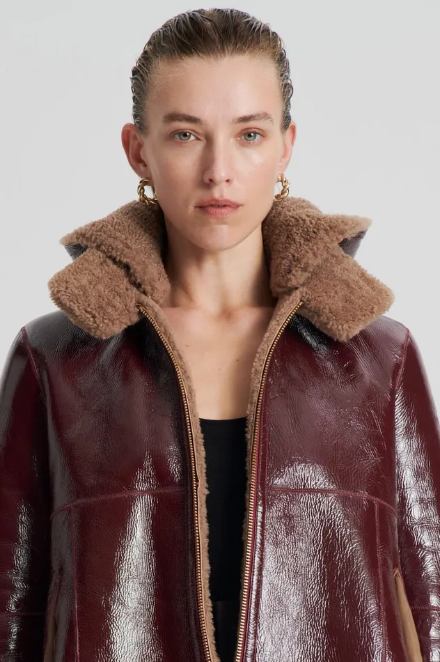 Leather Women Scanlan Theodore SHEARLING JACKET Rasbrrycamel Leather Women Scanlan Theodore SHEARLING JACKET Rasbrrycamel