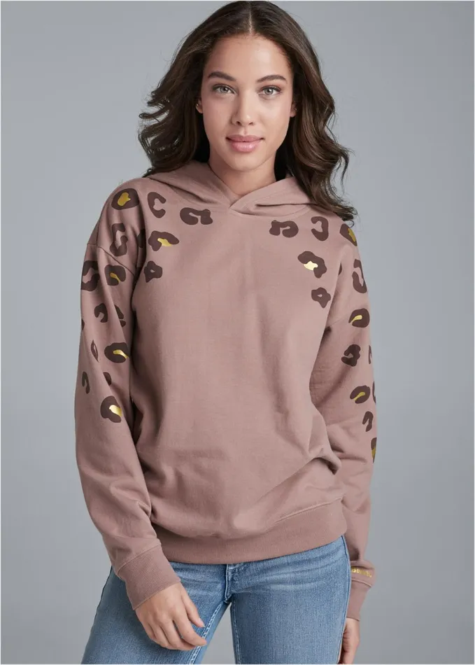 LEOPARD SWEATSHIRT Taupe Women VENUS Sweatshirts and Hoodies