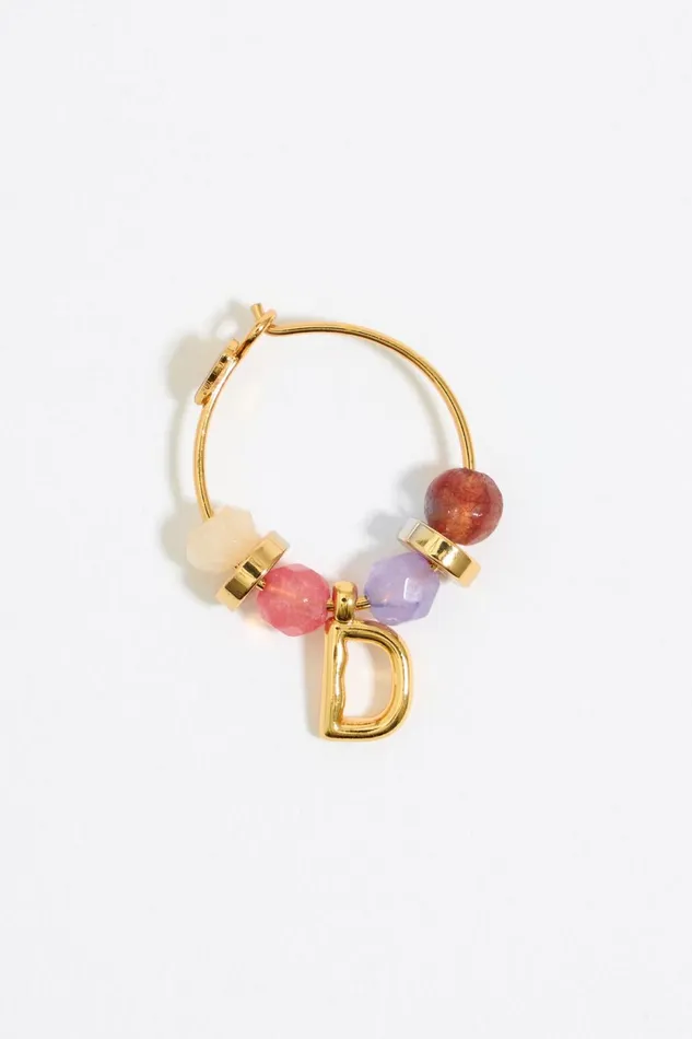 Letter D Multicolor Stones Earrings Gold Women Bimba Y Lola Jewelry Letter D Multicolor Stones Earrings Gold Women Bimba Y Lola Jewelry