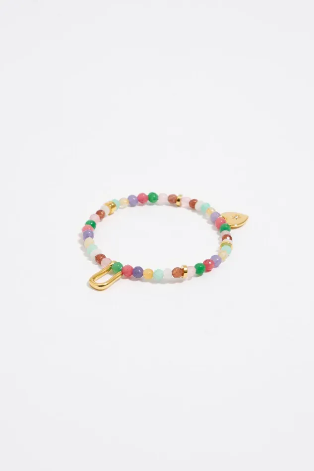 Letter U Multicolor Stones Bracelet Gold Women Bimba Y Lola Alphabet