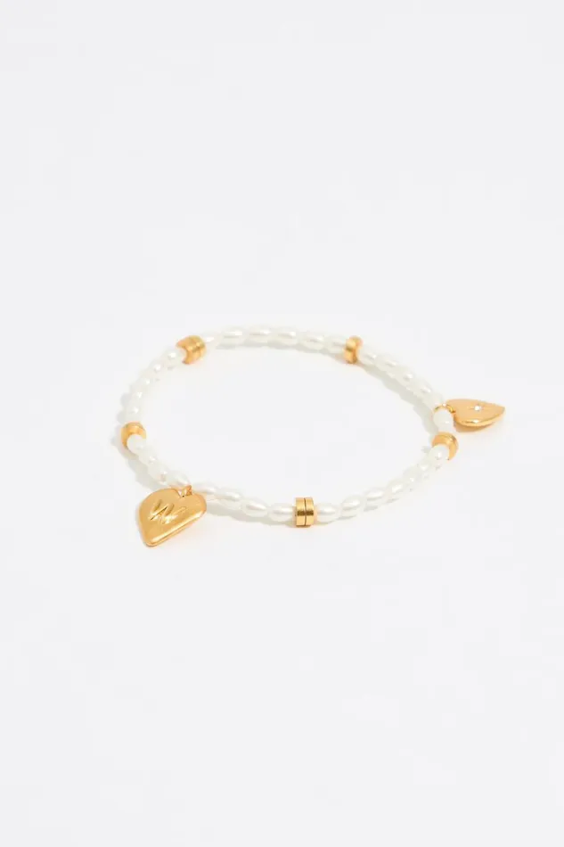 Letter W Heart And Pearl Bracelet Gold Women Bimba Y Lola Alphabet