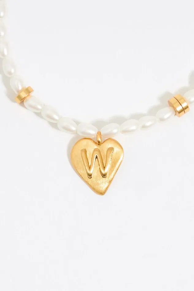Letter W Heart And Pearl Bracelet Gold Women Bimba Y Lola Alphabet Letter W Heart And Pearl Bracelet Gold Women Bimba Y Lola Alphabet