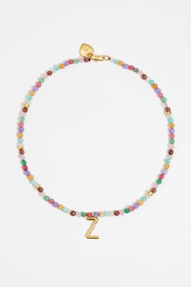 Letter Z Multicolor Stones Necklace Gold Women Bimba Y Lola Alphabet