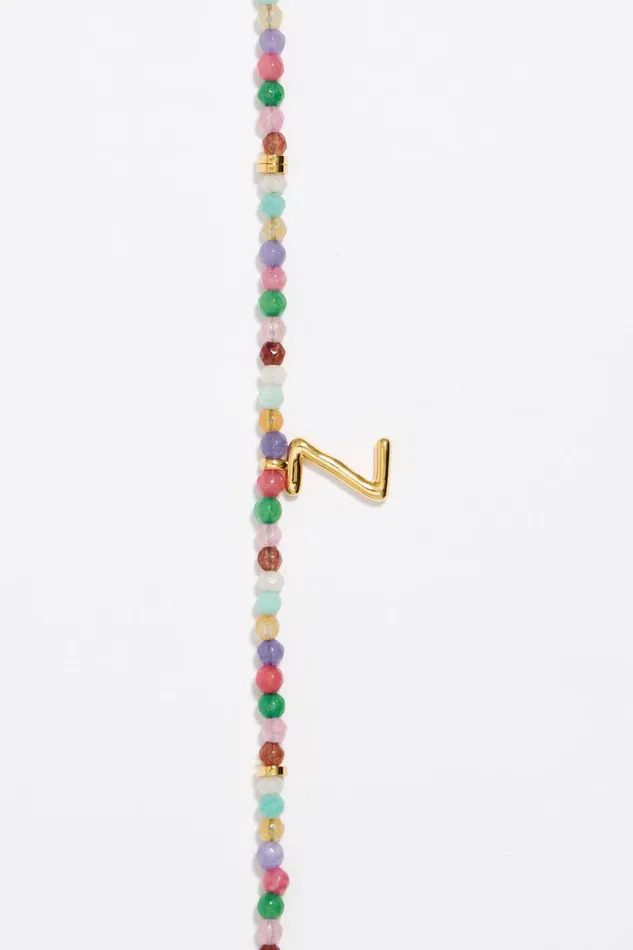 Letter Z Multicolor Stones Necklace Gold Women Bimba Y Lola Alphabet Letter Z Multicolor Stones Necklace Gold Women Bimba Y Lola Alphabet