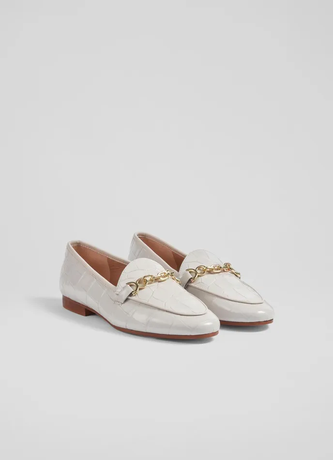 LK Bennett Adalynn White Leather Snaffle Loafers Women Flats