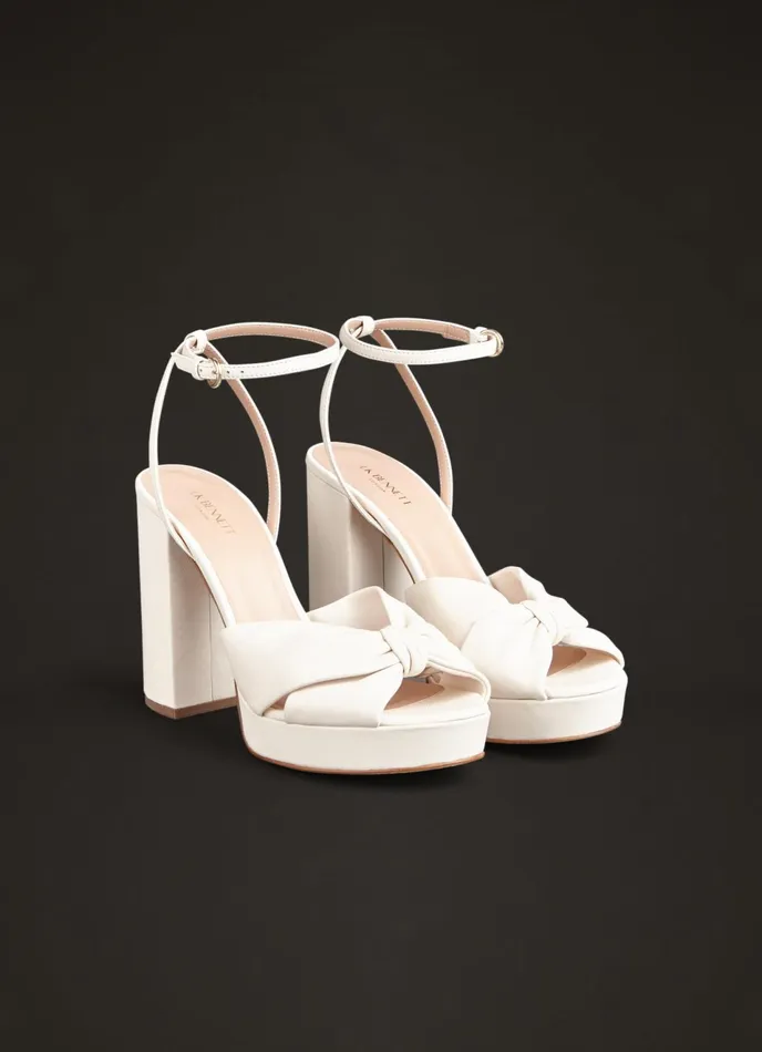 LK Bennett Amanda White Leather And Cork Platform Sandals Women Sandals