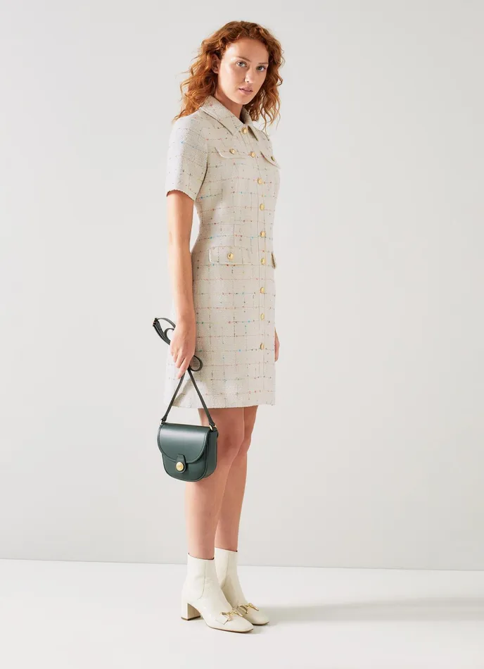 LK Bennett Bellmer Cream Italian Tweed Dress Women Dresses