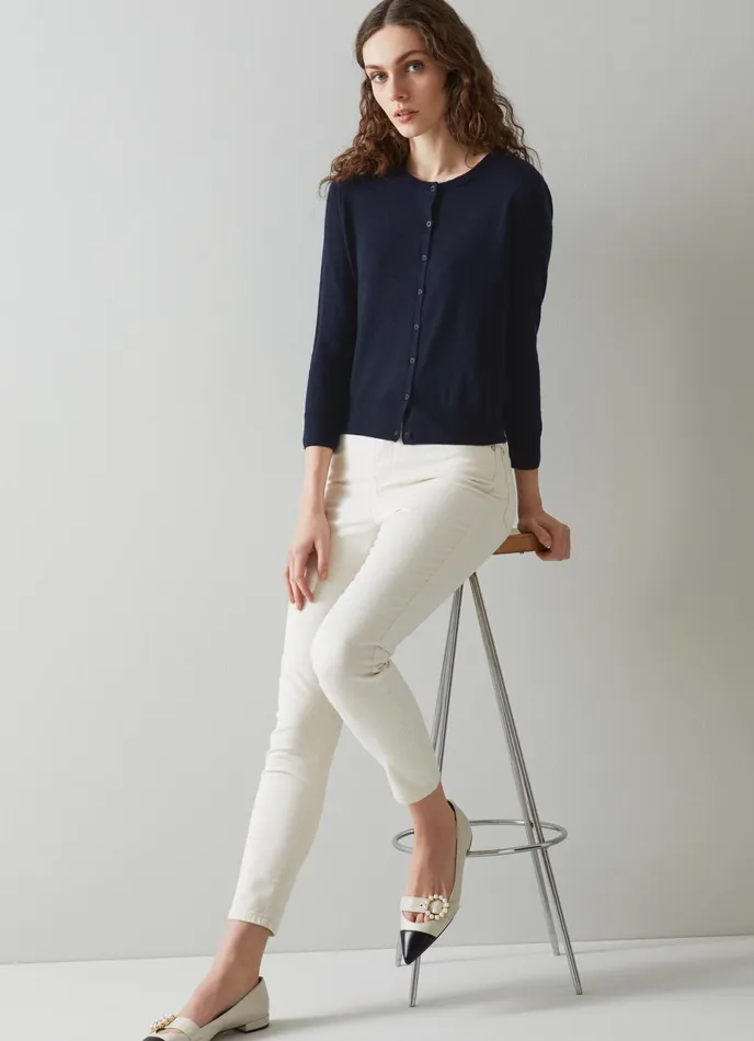 LK Bennett Bonnie Black Merino Wool Cardigan Women Tops