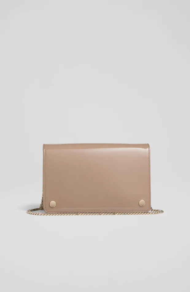 LK Bennett Cici Black Patent Leather Clutch Bag Women Clutch Bags