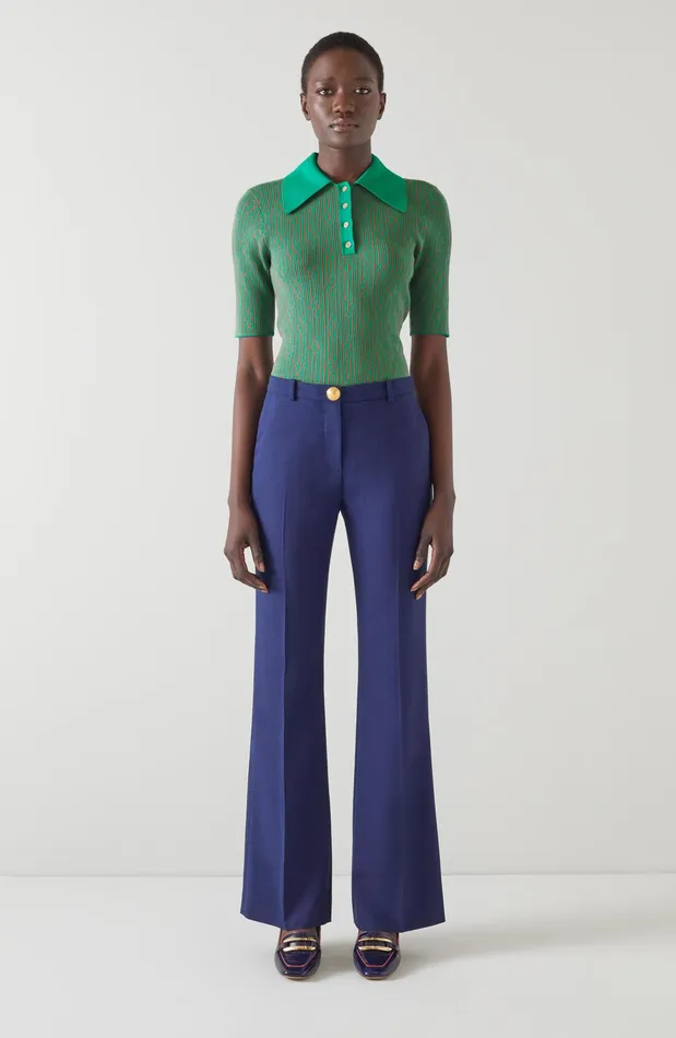LK Bennett Crawford Green Lenzing Ecovero Viscose Blend Jacquard Top Women Tops