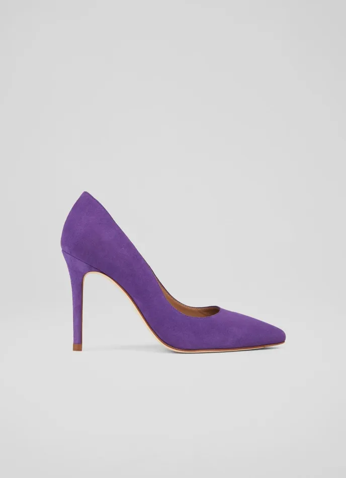 LK Bennett Fern Plum Suede Pointed Toe Courts Women Court Shoes
