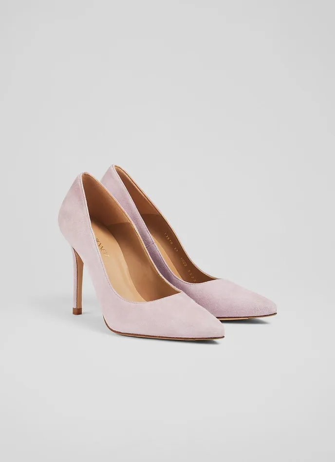 LK Bennett Fern Plum Suede Pointed Toe Courts Women Court Shoes
