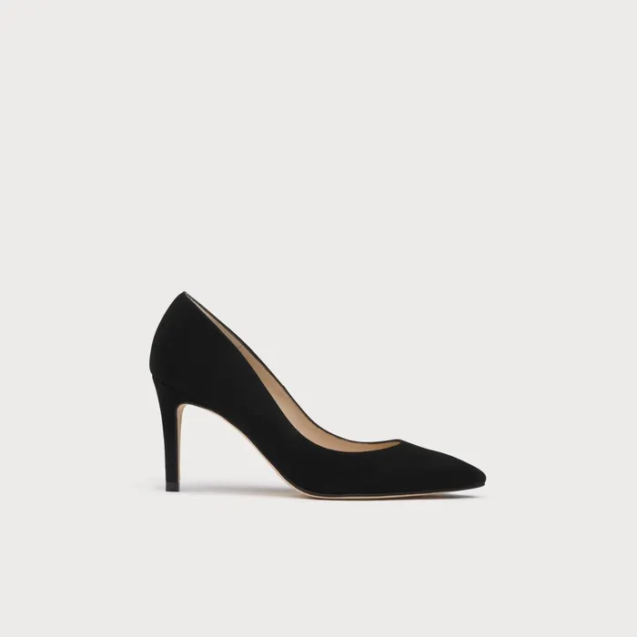 LK Bennett Floret Black Suede Pointed Toe Courts Women Court Shoes