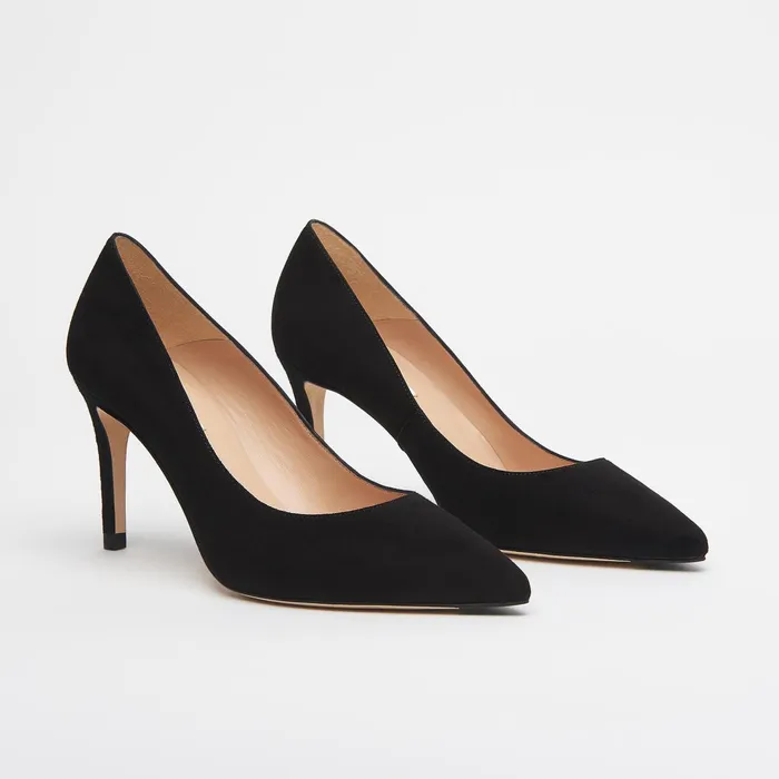 LK Bennett Floret Black Suede Pointed Toe Courts Women Court Shoes
