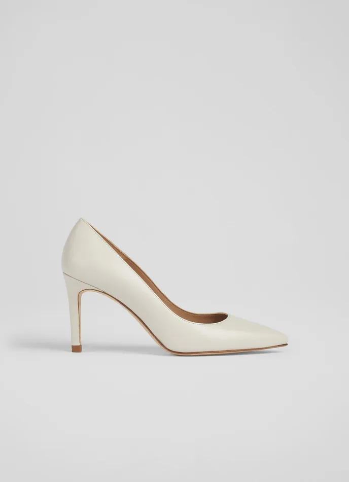 LK Bennett Floret Nude 1 Leather Pointed Toe Courts Women Court Shoes