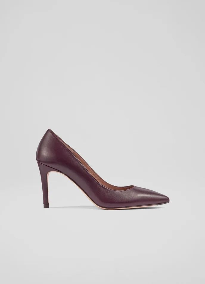 LK Bennett Floret Nude 1 Leather Pointed Toe Courts Women Court Shoes
