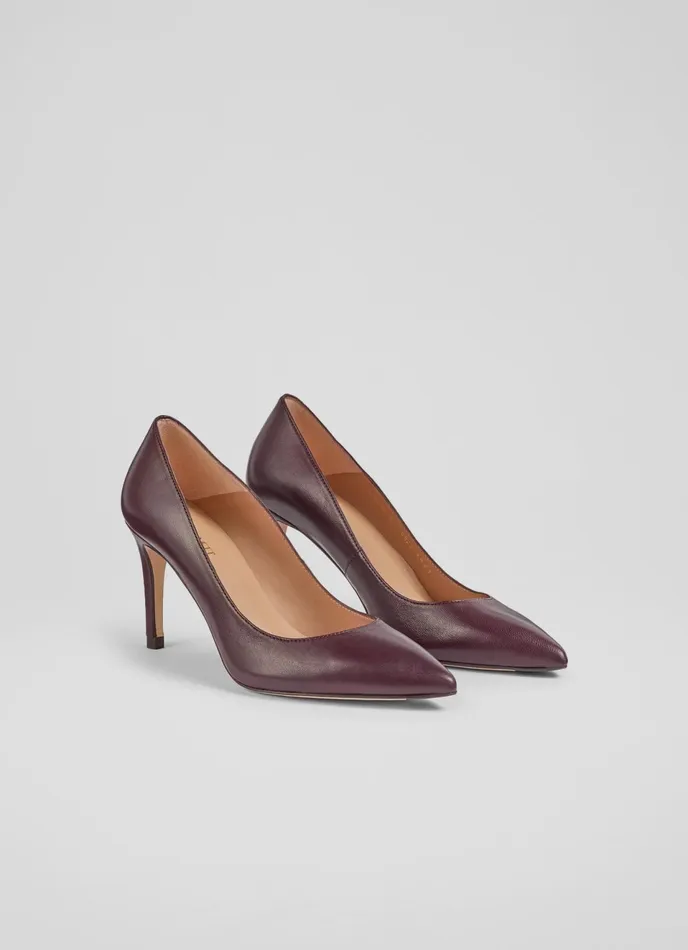 LK Bennett Floret Nude 1 Leather Pointed Toe Courts Women Court Shoes