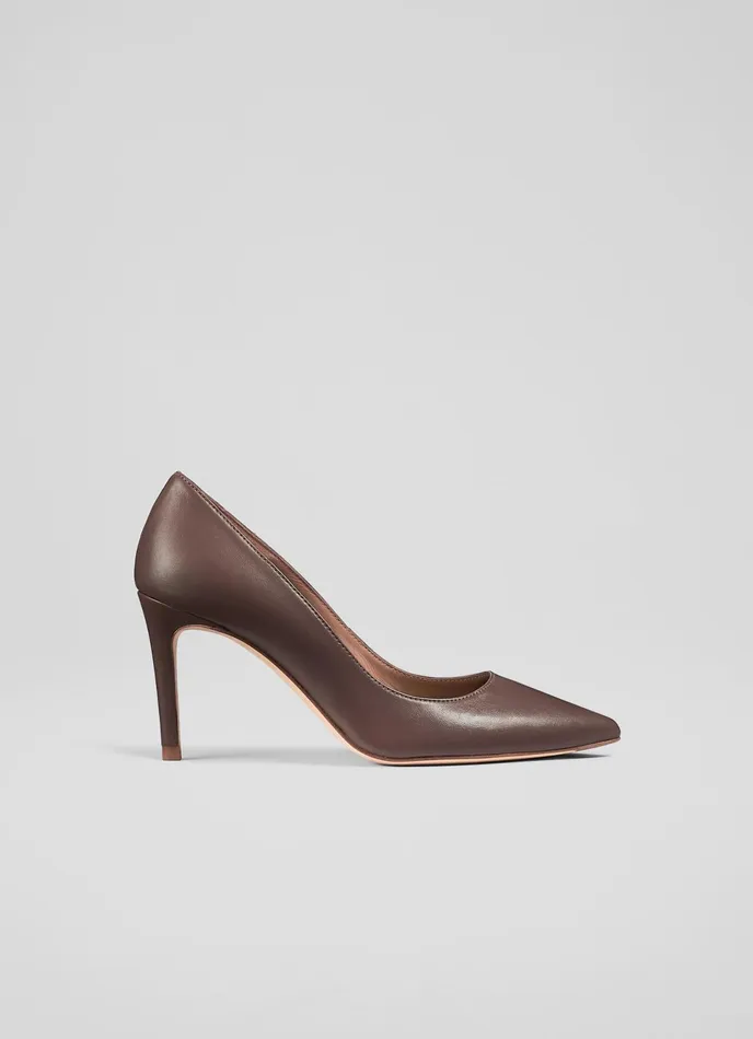 LK Bennett Floret Nude 1 Leather Pointed Toe Courts Women Court Shoes