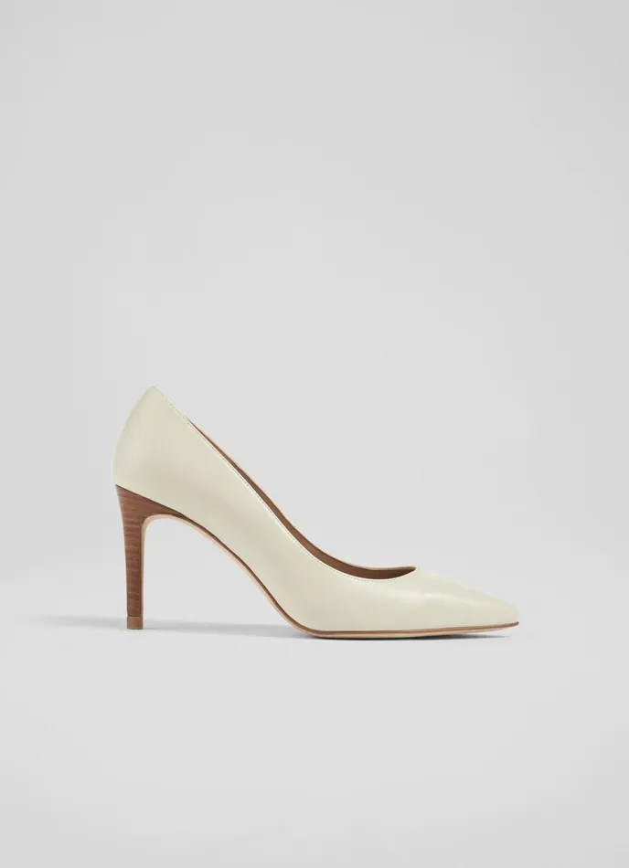 LK Bennett Floret Nude 1 Leather Pointed Toe Courts Women Court Shoes