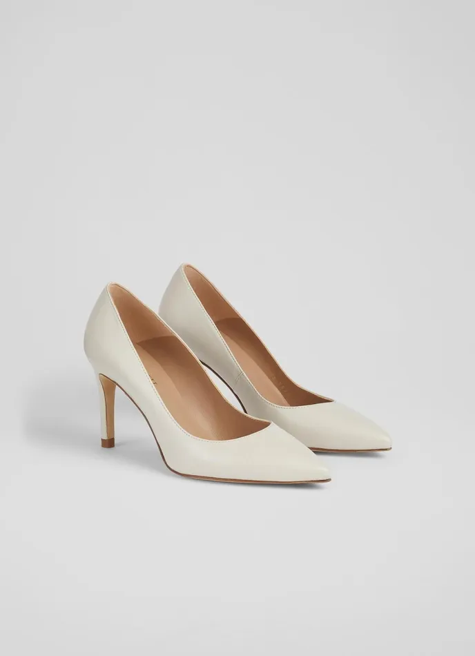 LK Bennett Floret Nude 1 Leather Pointed Toe Courts Women Court Shoes