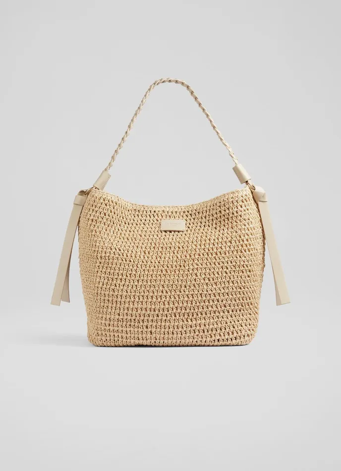 LK Bennett Isabella Natural Raffia Bag Women Tote Bags