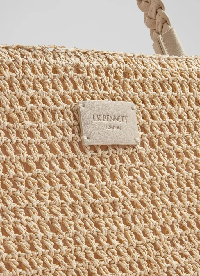 LK Bennett Isabella Natural Raffia Bag Women Tote Bags