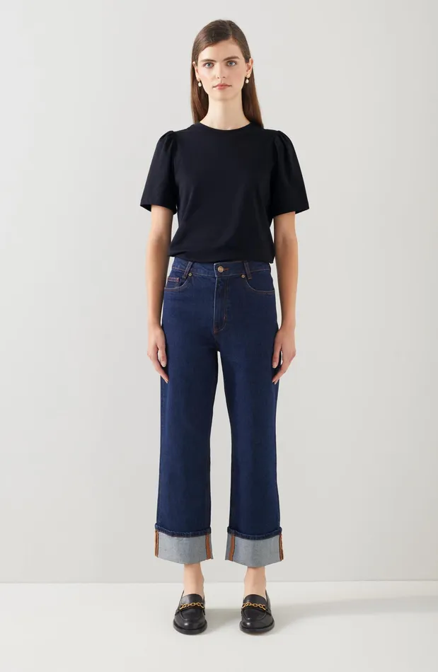 LK Bennett Issy Black Organic Cotton TShirt Women Tops