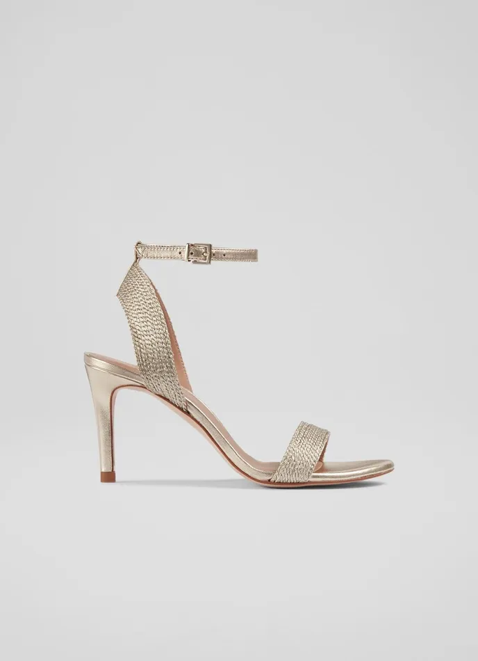 LK Bennett Ivette Gold Metallic Rope Sandals Women Sandals