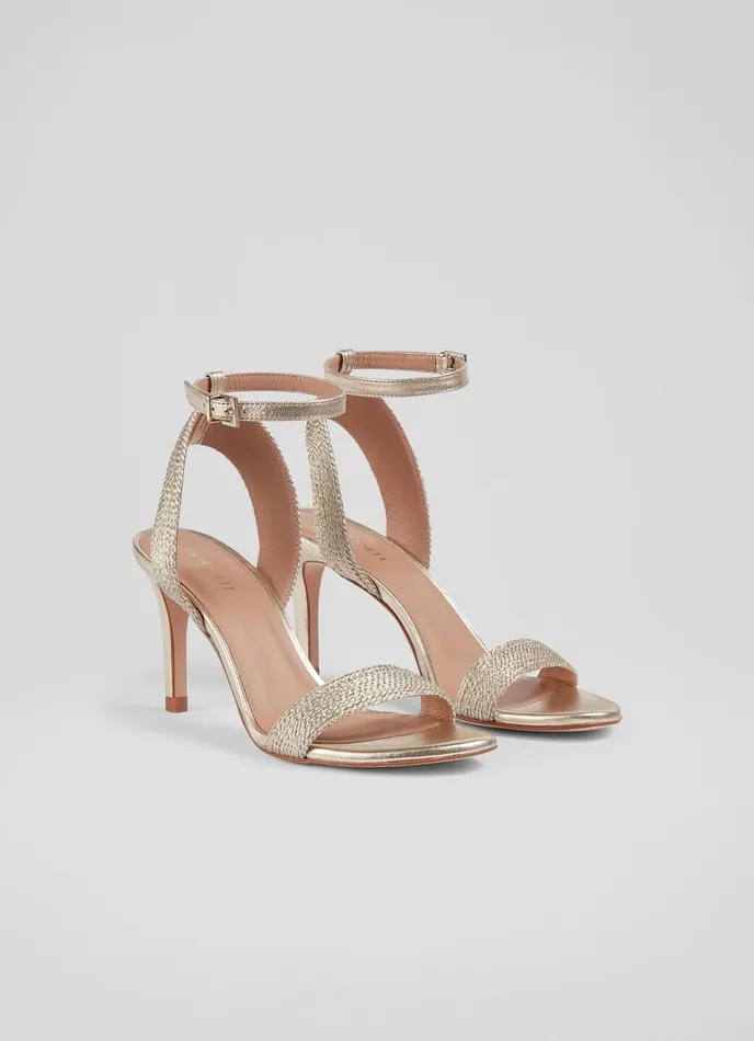 LK Bennett Ivette Gold Metallic Rope Sandals Women Sandals