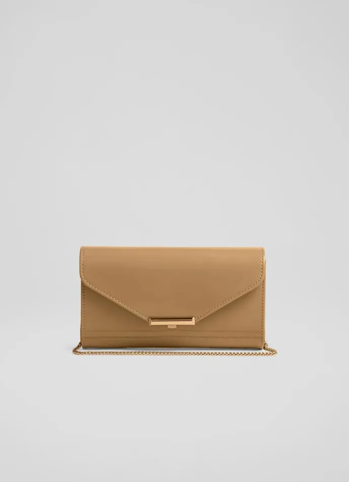 LK Bennett Lucy Beige Patent Leather Clutch Women Clutch Bags