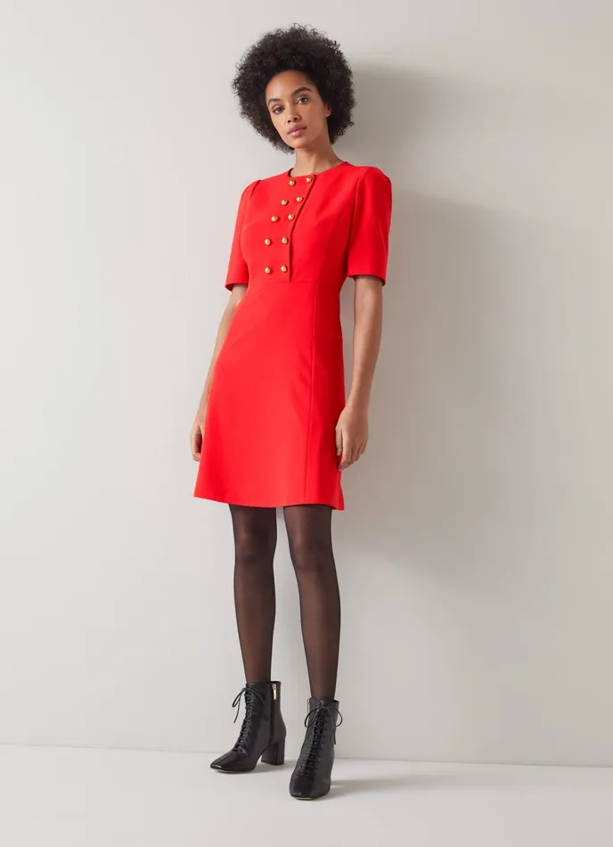 LK Bennett Rosie Red Recycled Crepe Dress Women Dresses