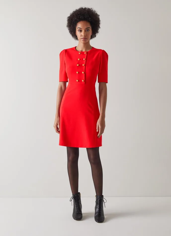 LK Bennett Rosie Red Recycled Crepe Dress Women Dresses