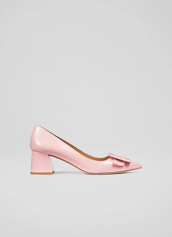 LK Bennett Tia Pink Patent BuckleDetail Courts Women Court Shoes