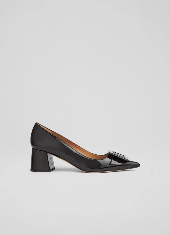 LK Bennett Tia Pink Patent BuckleDetail Courts Women Court Shoes