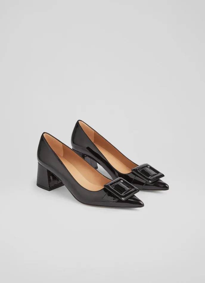 LK Bennett Tia Pink Patent BuckleDetail Courts Women Court Shoes