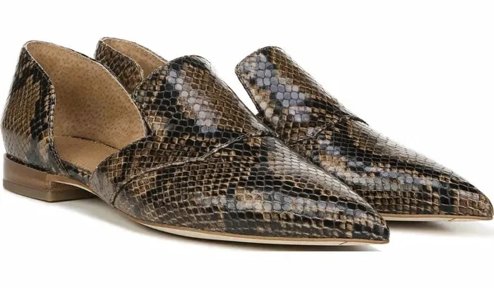 Loafers Women Franco Sarto Sarto Toby D039Orsay Flat Taupe Snake Leather