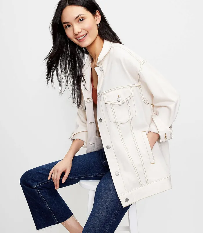 LOFT Denim Trucker Jacket In Natural White Natural White Women Jackets and Blazers